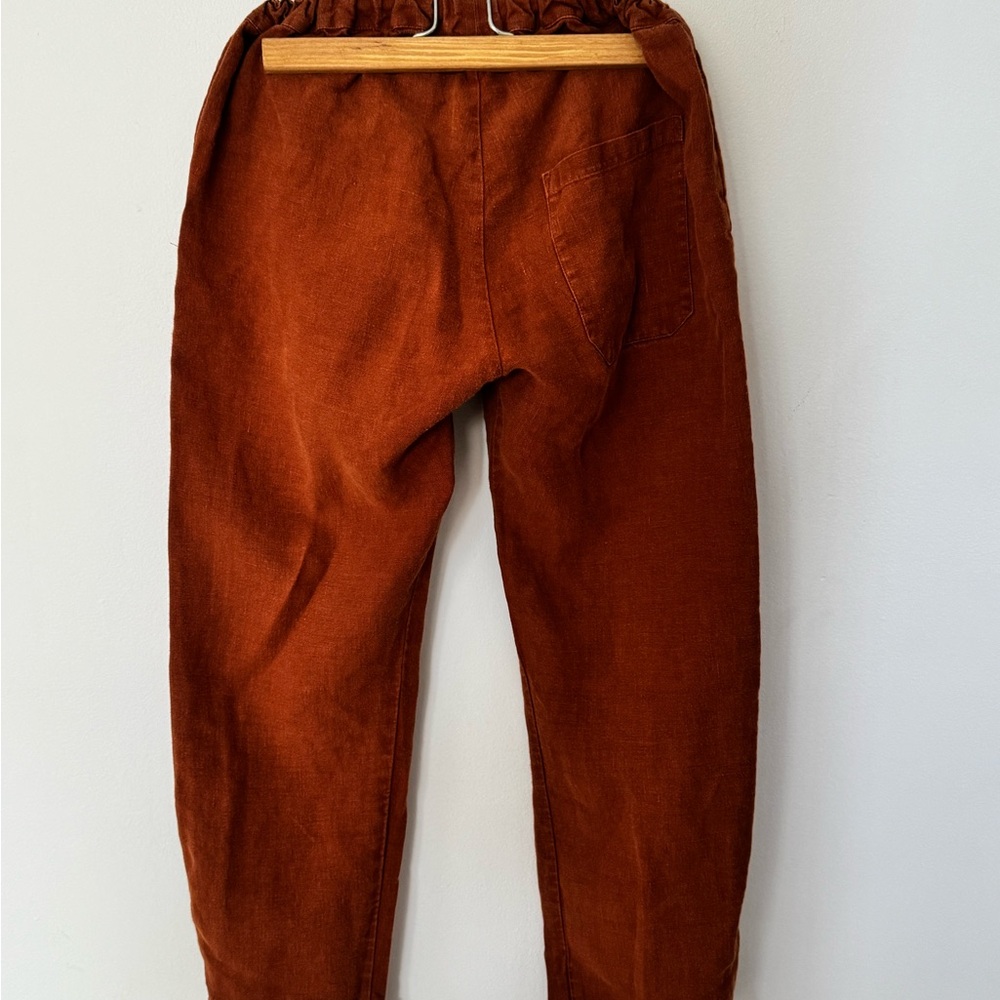 French linen rust brown pants - petite or girl